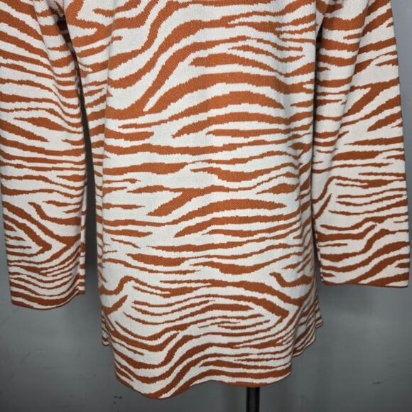 LOFT OUTLET Zebra Print Long Cardigan Orange & White Size SP - Picture 4 of 15